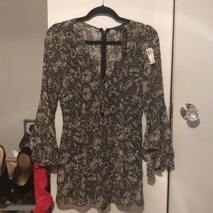 ROMPER - Ivory bell sleeve floral print lace